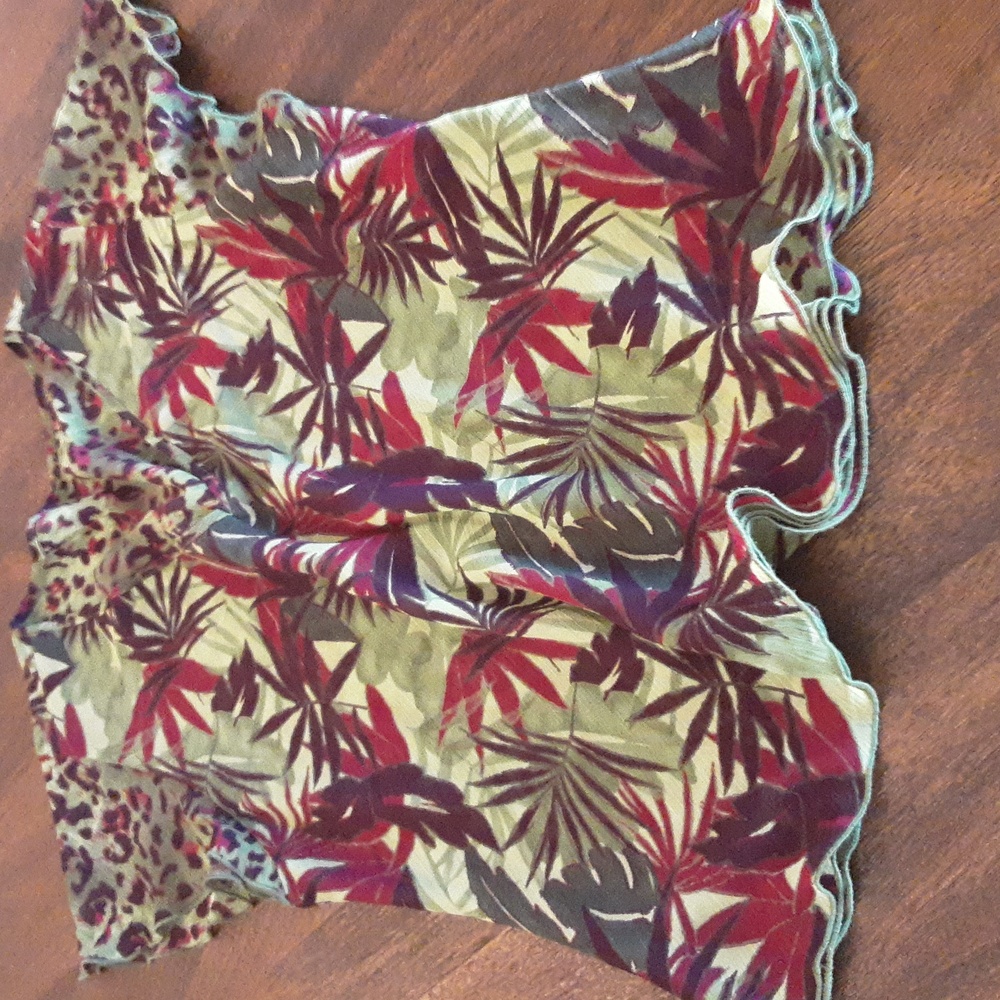 Requirements Tropical Short Ruffled Sleeve Blouse